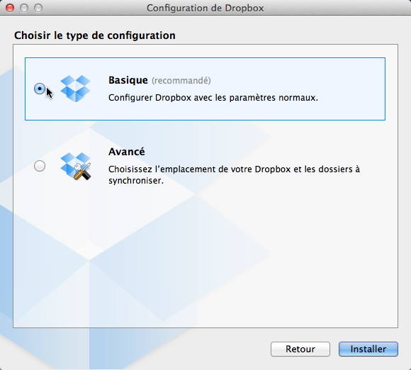 Choisir configuration