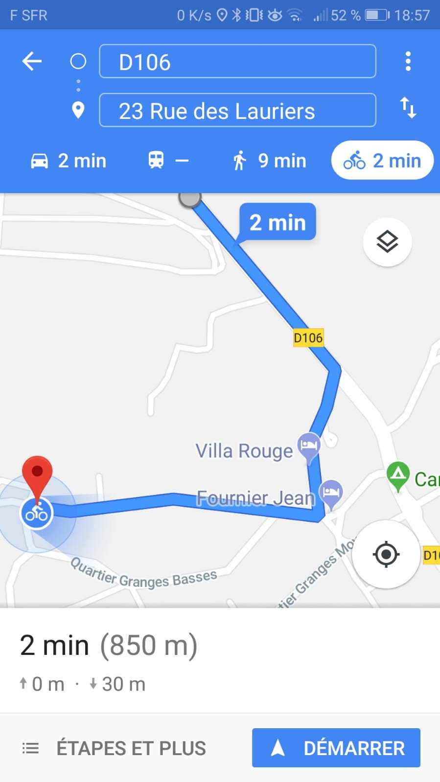 Itin&eacute;raire iPhone vers la Table d'h&ocirc;tes